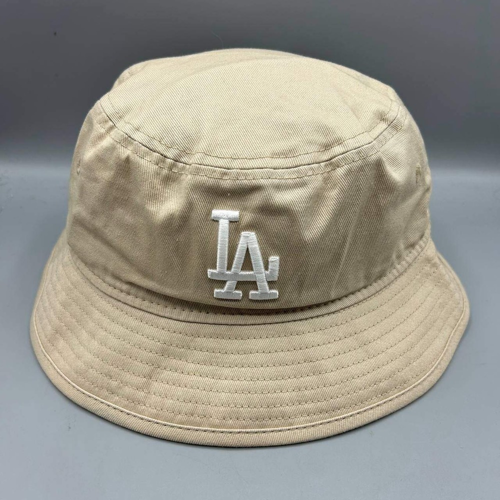 Los Angeles LA Dodgers MLB Hat Men M-L Beige New Era Bucket Cap Cotton New